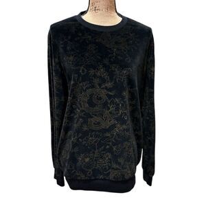 Zara  Black Pullover Sweater L Gold Oriental Theme